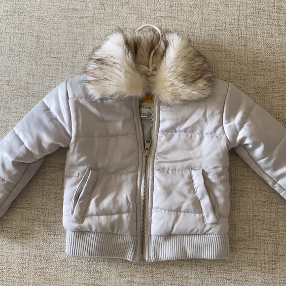 quilted puffer lavender jacket with faux fur collar 3T - Picture 1 of 12